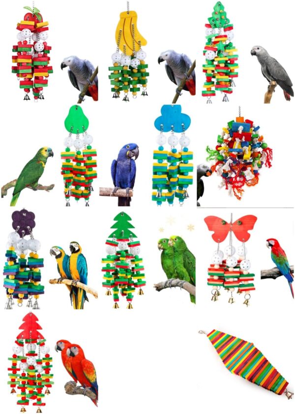 Natural Wooden Bird Parrots Chewing Toys - JHN003 - Image 11