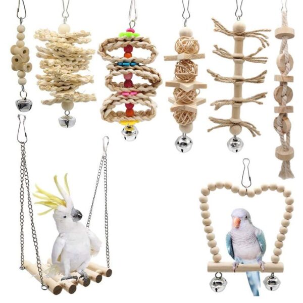8 Packs Parrot Bell Swing Hanging Chewing Toys - JHN004