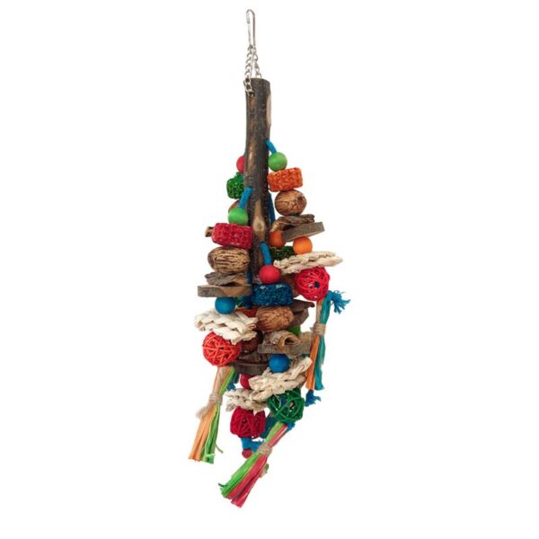 Natural Wooden Blocks Parrot Bird Hanging Chewing Toys - JHN005 - Image 3