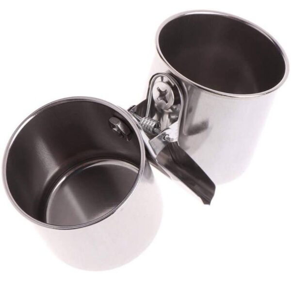 Stainless Steel Bird Food Dish Feeders Cups Water Bowl - JHN012