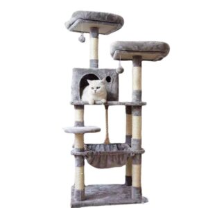 Multi- Level Cat Condo Cat Tree Towel with Platform & Hammock - JHMPJMA01