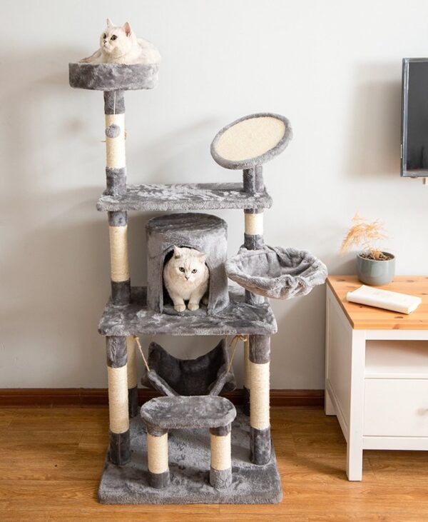 Multi- Level Cat Condo Cat Tree Towel with Platform & Hammock - JHMPJMA11 - Image 2
