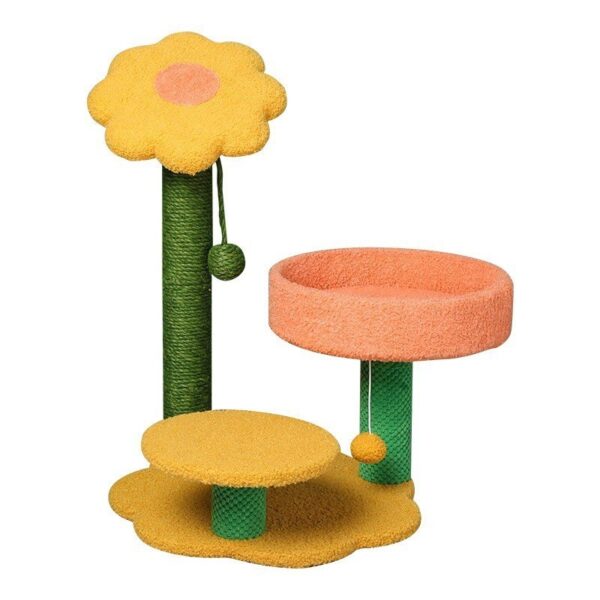 Sunflower Play Tunnel Cat Tree Scratching Post with Top Perch and Ball - JHMPJMF13 - Image 5