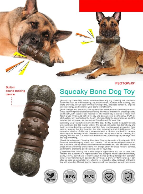 Bone Chew Squeeky Dog Toy - JHGWJ001 - Image 2