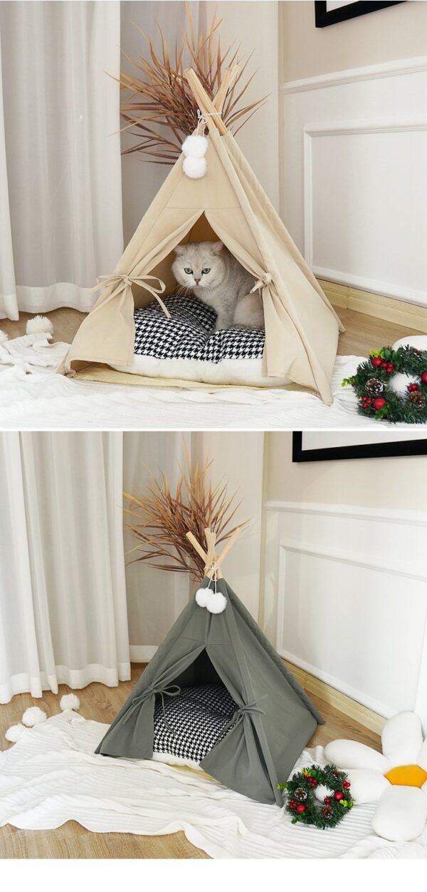 Portable Cat Tent Camp TeePee with Cushion - JHZP002 - Image 6