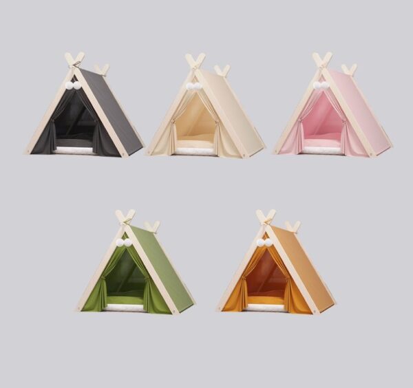 Portable Cat Tent Camp TeePee with Cushion - JHZPZ06 - Image 2