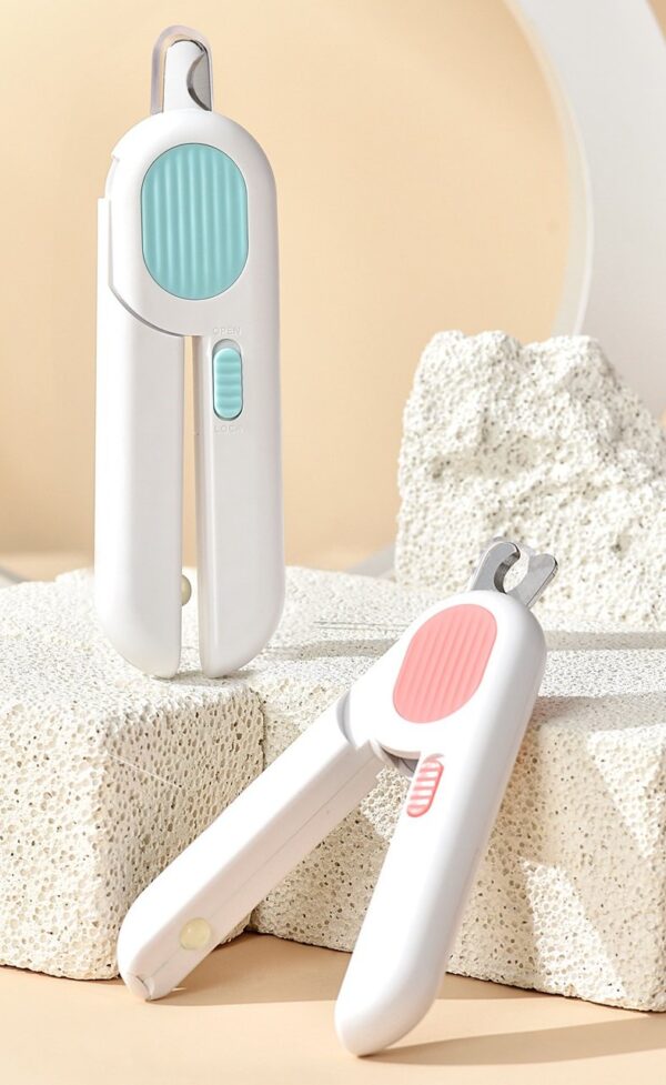 Cat Dog Pet Nail Clippers Trimmer with LED Light Hidden Nail File - JHMR017 - Image 2