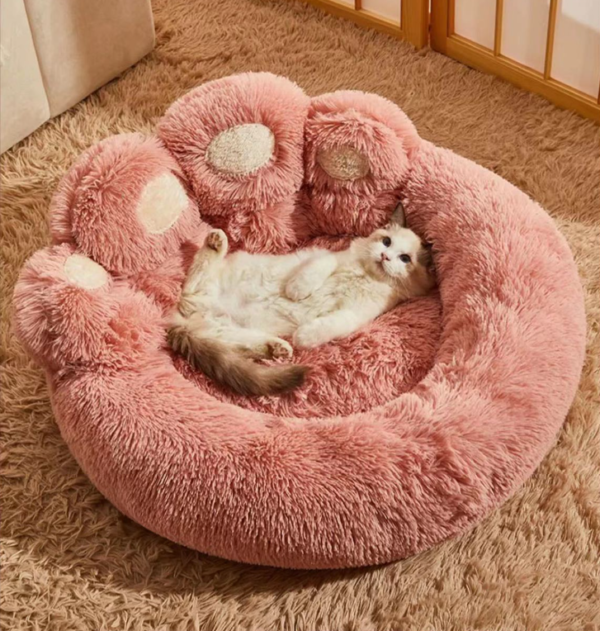 Faux Fur Donut Pet Bed of Paw Shape - JHGW009 - Image 7