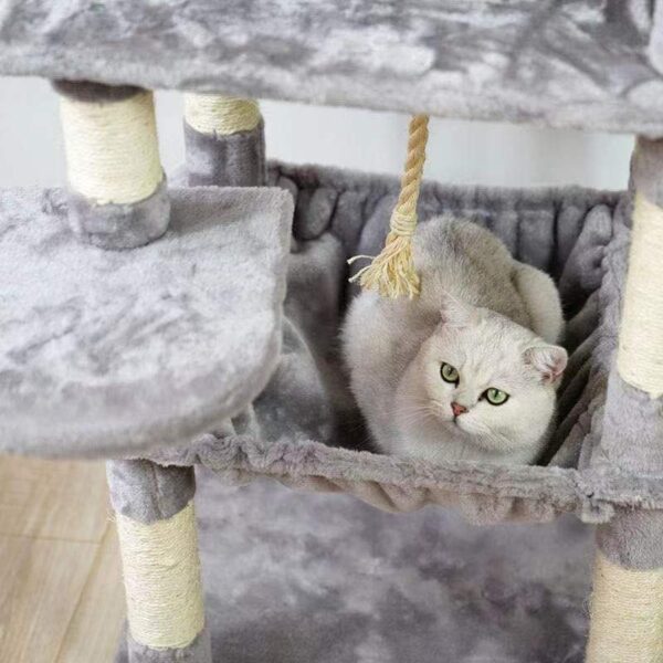 Multi- Level Cat Condo Cat Tree Towel with Platform & Hammock - JHMPJMA01 - Image 10
