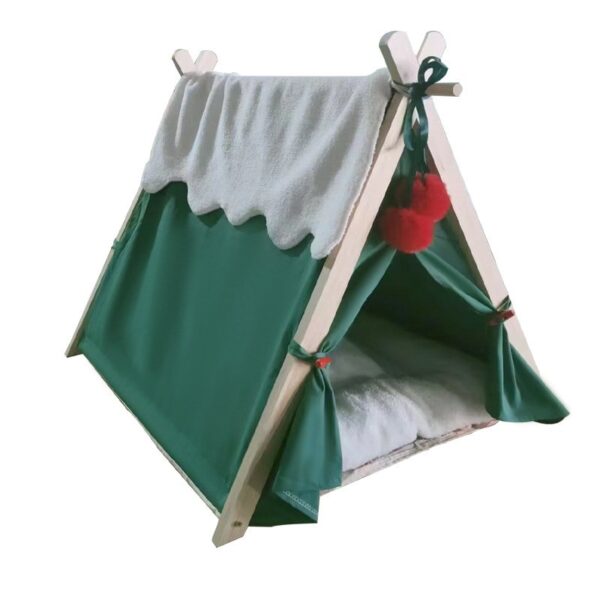 Portable Cat Tent Camp TeePee with Cushion - JHZPZ06 - Image 5