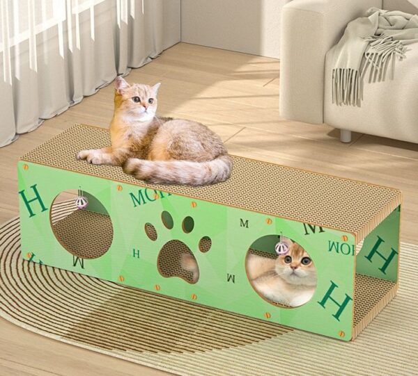 Cat Wooden Scratcher House with Cat Cardboard Pad and Bell - JHMZB031 - Image 2
