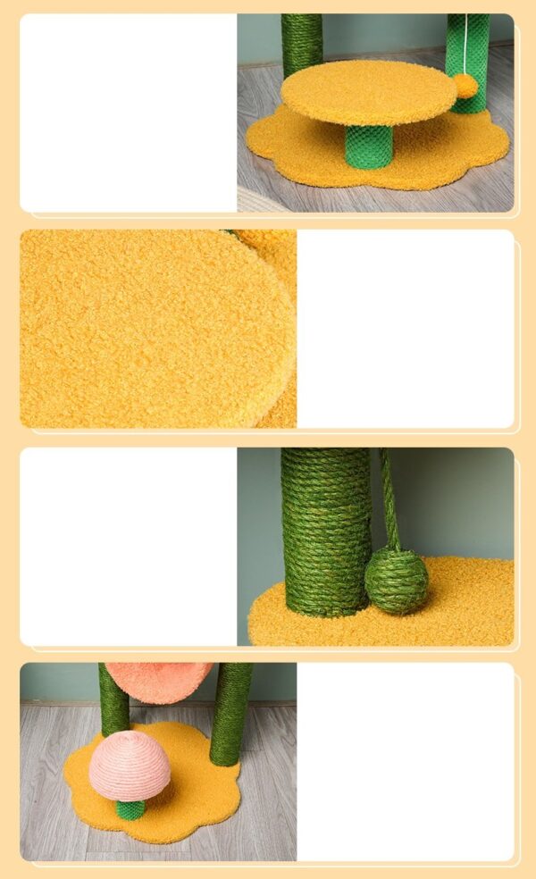 Sunflower Play Tunnel Cat Tree Scratching Post with Top Perch and Ball - JHMPJMF13 - Image 10