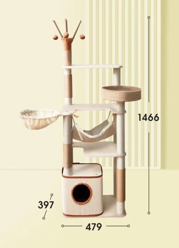 Multi- Level Cat Condo Cat Tree Towel with Platform & Hammock - JHMPJMF32 - Image 3