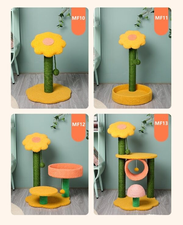 Sunflower Play Tunnel Cat Tree Scratching Post with Top Perch and Ball - JHMPJMF13 - Image 4