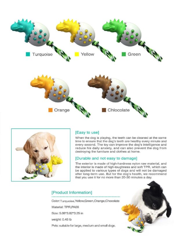 Dinosaur Egg Chew Squeeky Dog Toy - JHGWJ018 - Image 2