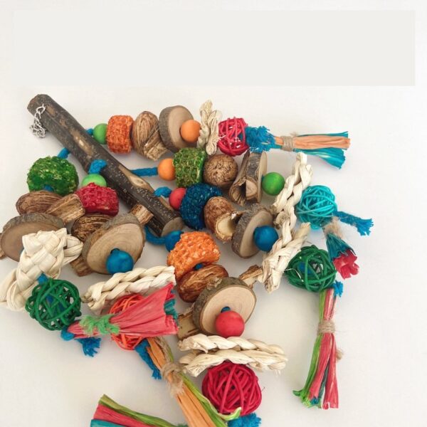 Natural Wooden Blocks Parrot Bird Hanging Chewing Toys - JHN005 - Image 5