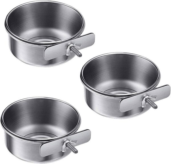 Stainless Steel Bird Dishes Feeding Cups Bowls with Clamp - JHN011 - Image 2
