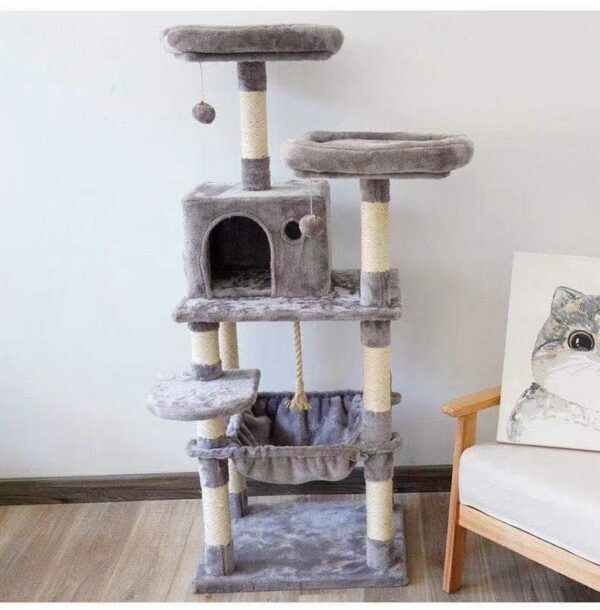 Multi- Level Cat Condo Cat Tree Towel with Platform & Hammock - JHMPJMA01 - Image 2