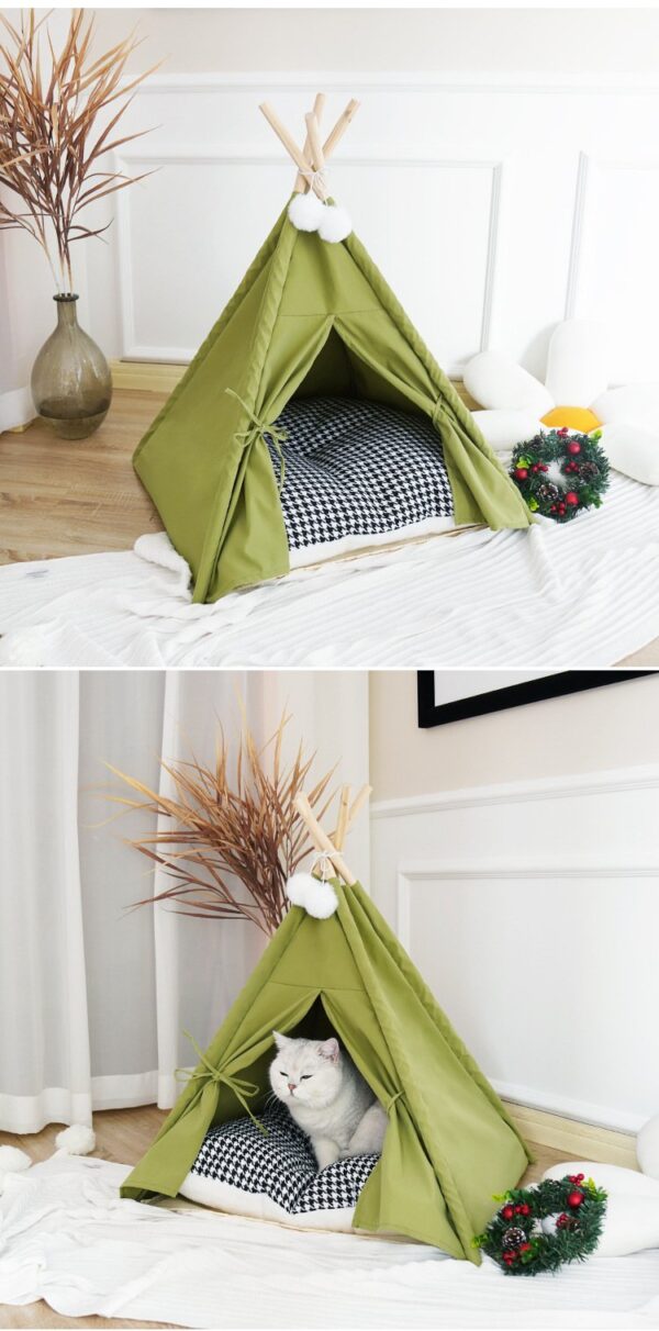 Portable Cat Tent Camp TeePee with Cushion - JHZP002 - Image 7