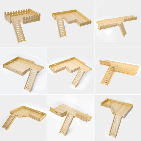 Hamster Wood House Flatform with Slide - JHXDW011