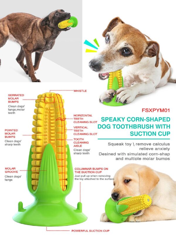 Corn Shaped Chew Squeeky Dog Toy with Suction Cup - JHGWJ021