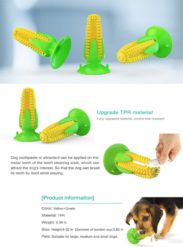Corn Shaped Chew Squeeky Dog Toy with Suction Cup - JHGWJ021 - Image 2