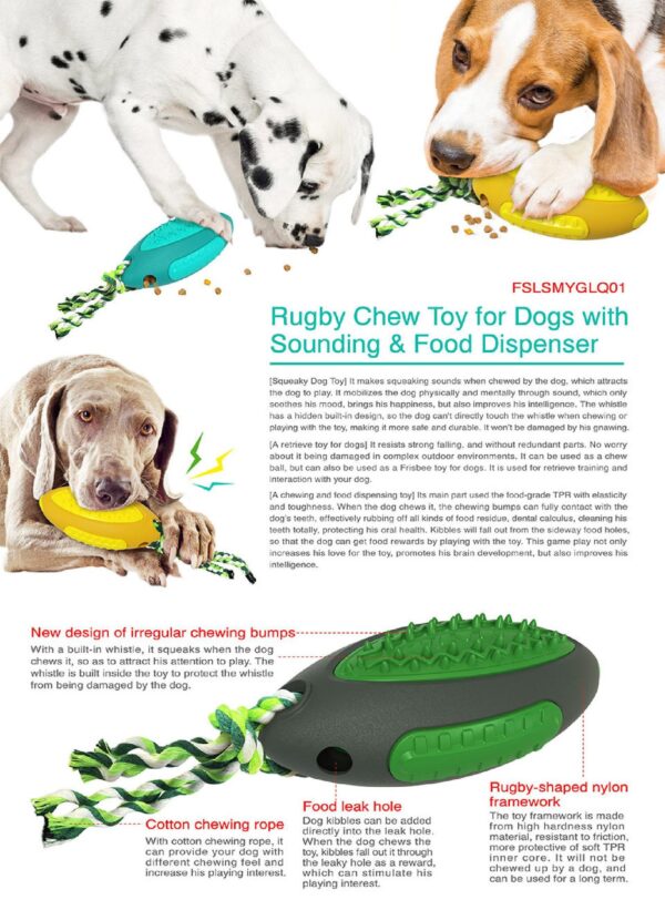 Rugby Squeaky Dog Chew Feeder Toys - JHYZ022