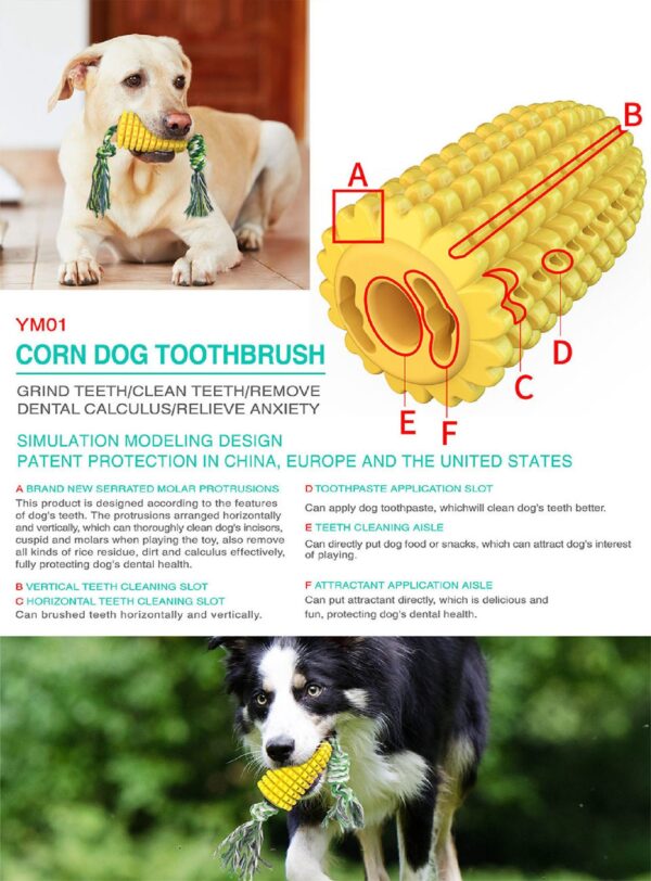Corn Shaped Chew Squeeky Dog Toy with Rope - JHGWJ023