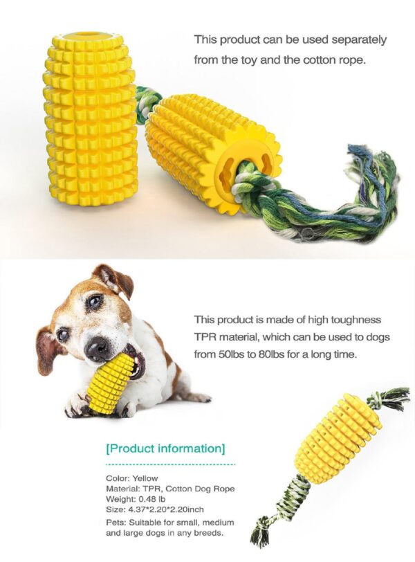 Corn Shaped Chew Squeeky Dog Toy with Rope - JHGWJ023 - Image 2