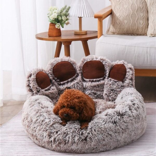 Faux Fur Donut Pet Bed of Paw Shape - JHGW009 - Image 2