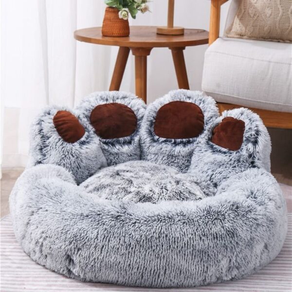 Faux Fur Donut Pet Bed of Paw Shape - JHGW009 - Image 3