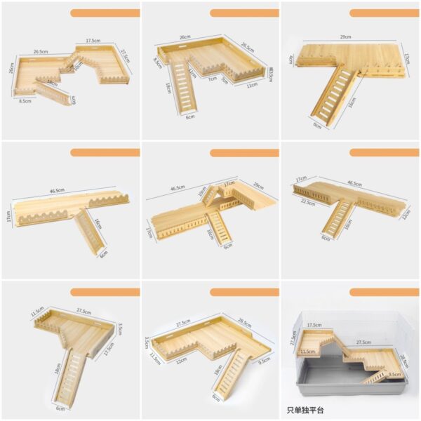 Hamster Wood House Flatform with Slide - JHXDW011 - Image 2
