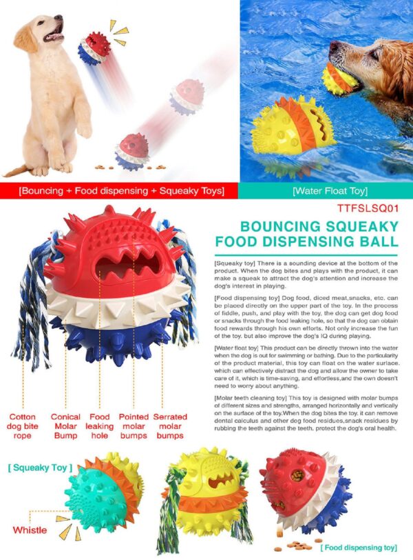 Bouncing Ball Squeaky Dispenser Dog Feeder Toys - JHYZ027