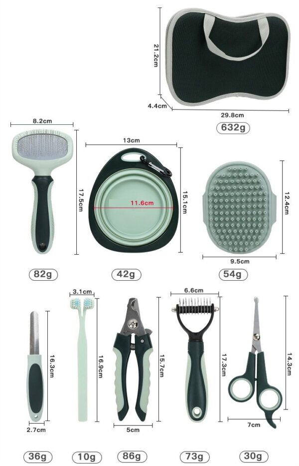 Dog Grooming Kit Nail Clipper Comb Slicker Bath Brush - JHMR013 - Image 3
