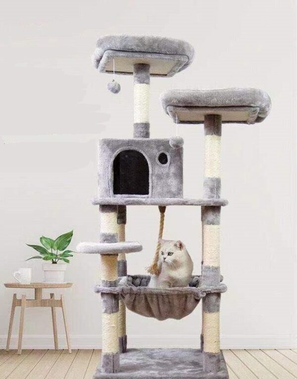 Multi- Level Cat Condo Cat Tree Towel with Platform & Hammock - JHMPJMA01 - Image 3