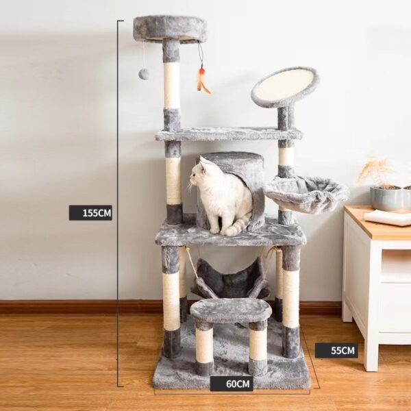 Multi- Level Cat Condo Cat Tree Towel with Platform & Hammock - JHMPJMA11 - Image 3