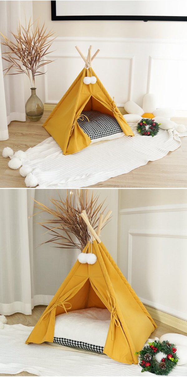 Portable Cat Tent Camp TeePee with Cushion - JHZP002 - Image 8