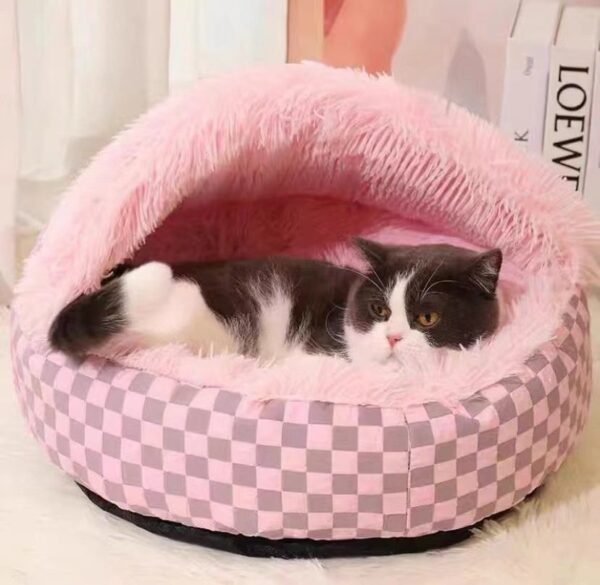 Check Design Pet Bed Cave with Cover - JHMW043