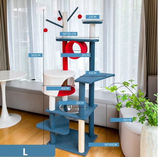 Multi- Level Play Tunnel Cat Condo Cat Tree Towel with Platform & Hammock - JHMPJMR13