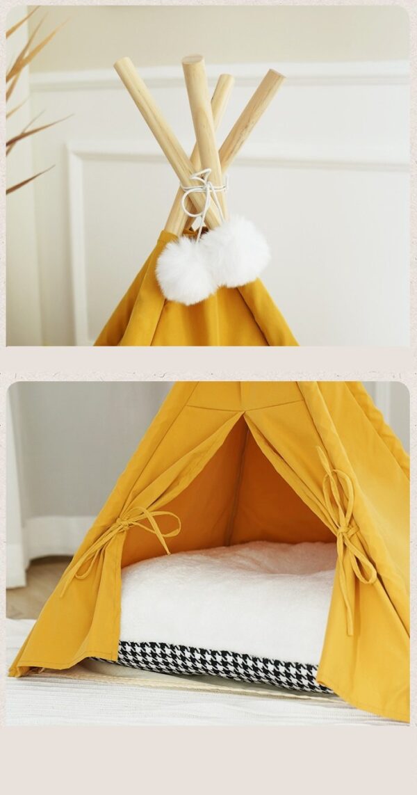 Portable Cat Tent Camp TeePee with Cushion - JHZP002 - Image 9