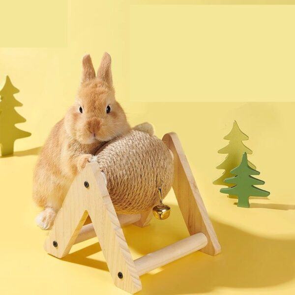 Interactive Wooden Rabbit Scratching Ball Toys - JHXDW002 - Image 2