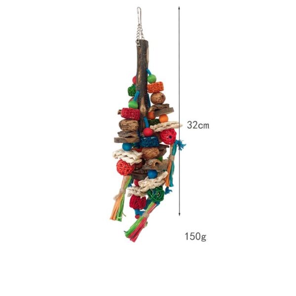 Natural Wooden Blocks Parrot Bird Hanging Chewing Toys - JHN005 - Image 4