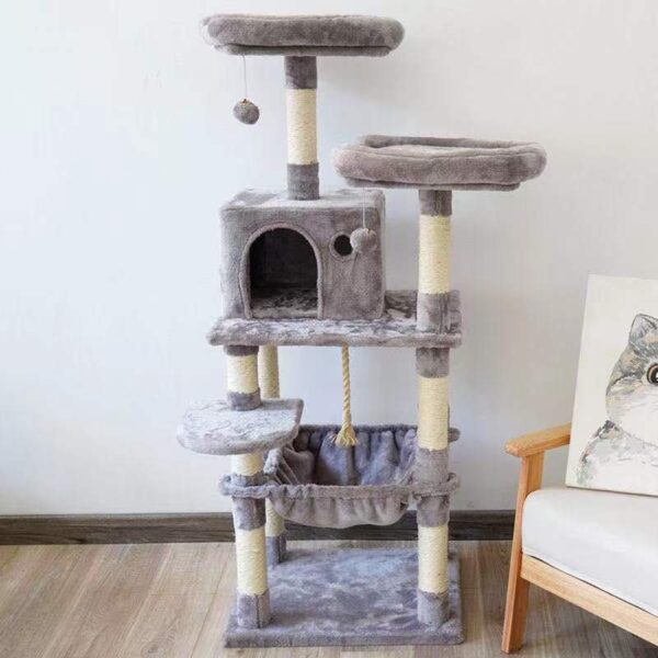 Multi- Level Cat Condo Cat Tree Towel with Platform & Hammock - JHMPJMA01 - Image 5