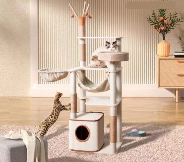 Multi- Level Cat Condo Cat Tree Towel with Platform & Hammock - JHMPJMF32 - Image 4