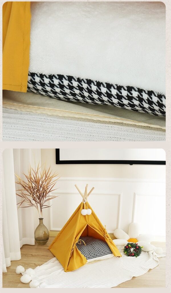 Portable Cat Tent Camp TeePee with Cushion - JHZP002 - Image 10