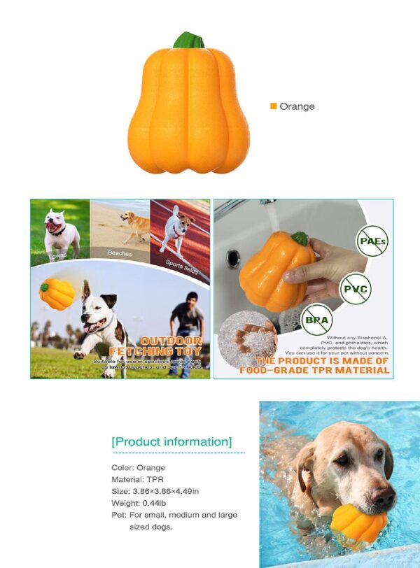 Pumpkin Chew Squeeky Dog Toy - JHGWJ005 - Image 2