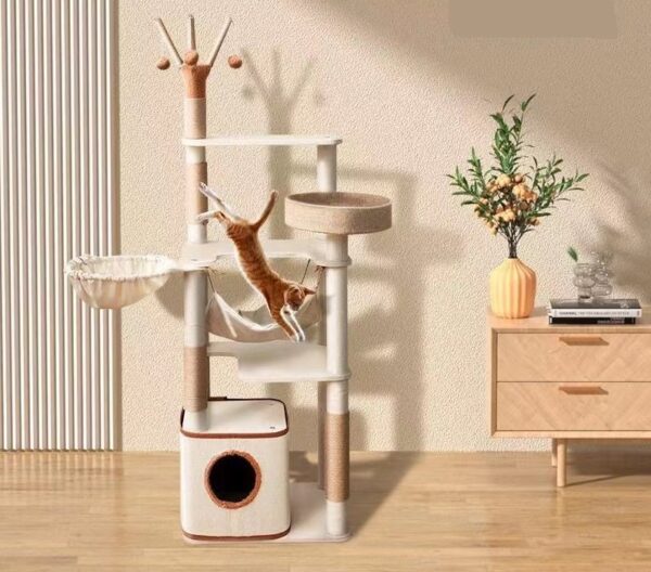 Multi- Level Cat Condo Cat Tree Towel with Platform & Hammock - JHMPJMF32 - Image 5