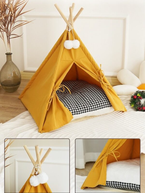 Portable Cat Tent Camp TeePee with Cushion - JHZP002 - Image 11