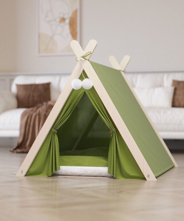 Portable Cat Tent Camp TeePee with Cushion - JHZPZ06 - Image 3