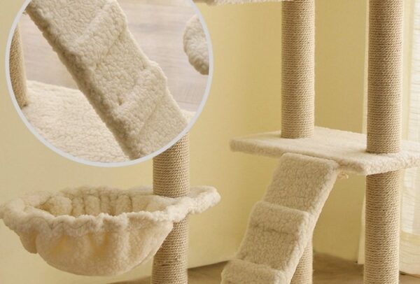 Multi- Level Cat Condo Cat Tree Towel with Platform & Hammock - JHMPJMA08 - Image 7